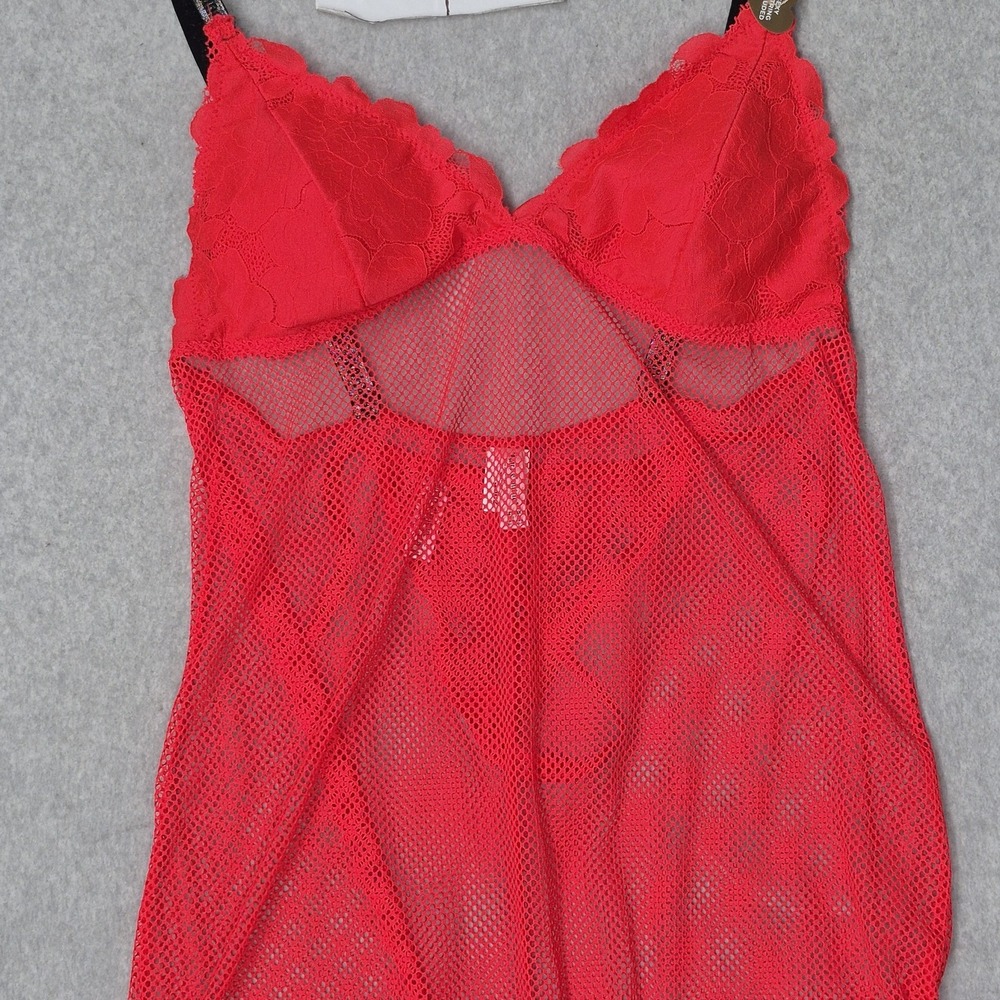 Juicy Couture Women Sleepwear 1X Red Floral Intimates Wireless Lace Mesh Bra